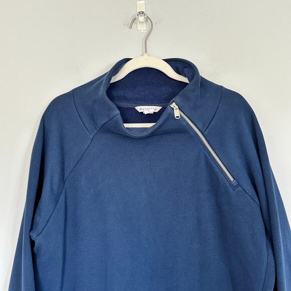 Athleta Navy Asymmetrical Zip Pullover Sweatshirt - Picture 2 of 13